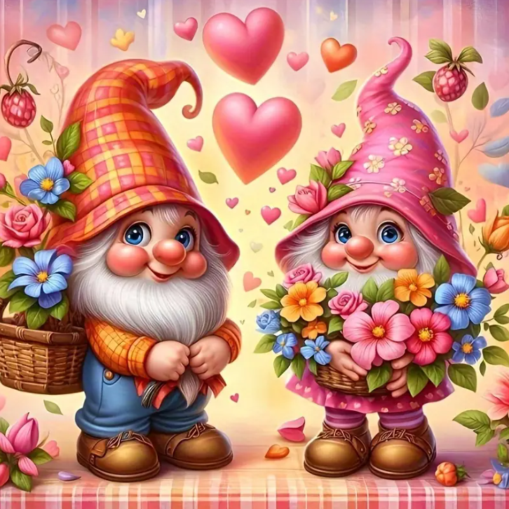 Diamond Painting - Kabouters met Bloemen