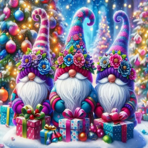 Diamond Painting - Kabouters met Kerstcadeaus