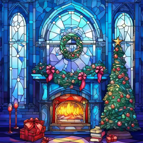 Diamond Painting - Kerst in Glas-in-Lood