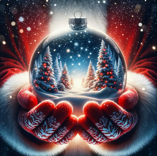 Diamond Painting - Kerstbal met Kerstbomen