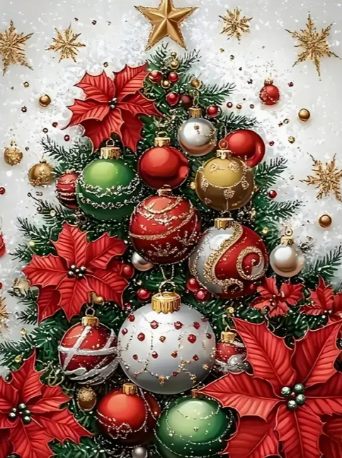 Diamond Painting - Kerstboom met Kerstballen