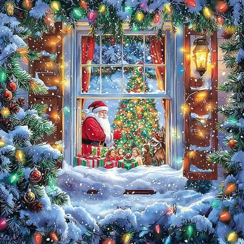 Diamond Painting - Kerstman bij het Raam