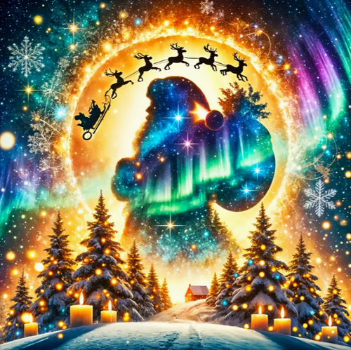 Diamond Painting - Kerstman in het Noorderlicht