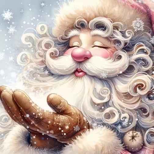 Diamond Painting - Kerstman met Sneeuwvlokken