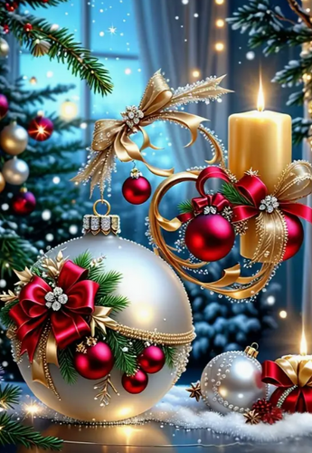 Diamond Painting - Kerstversiering met Kaars