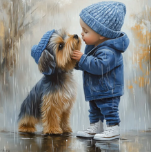 Afbeelding in Gallery-weergave laden, Diamond Painting - Kind met Hond in de Regen
