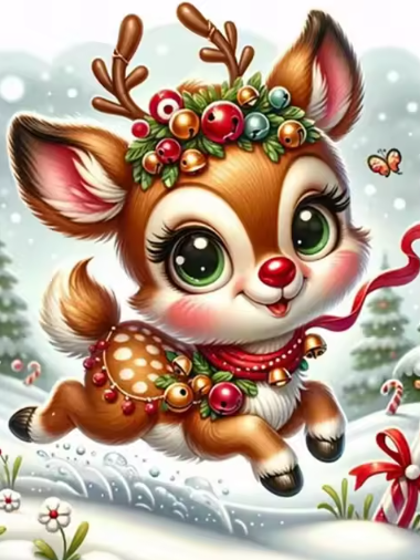 Diamond Painting - Kleine Kerst Rendier