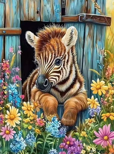 Diamond Painting - Kleine Zebra uit een Hek