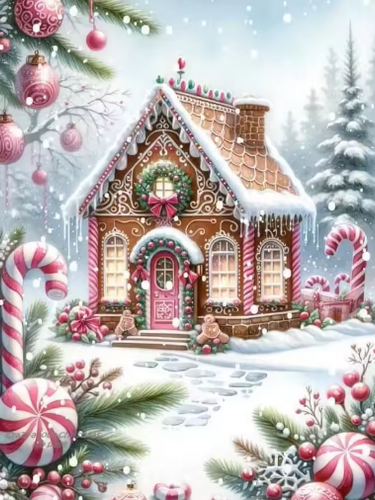 Diamond Painting - Koekhuis in de Sneeuw