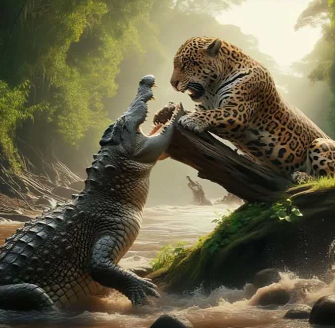 Diamond Painting - Krokodil met Panter