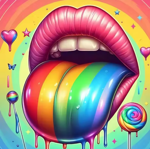 Diamond Painting - Lippen met Regenboog Tong