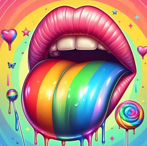 Diamond Painting - Lippen met Regenboog Tong