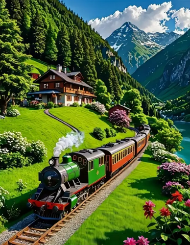 Diamond Painting - Locomotief in de Natuur