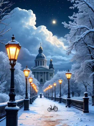 Diamond Painting - Magische Winteravond in de Stad