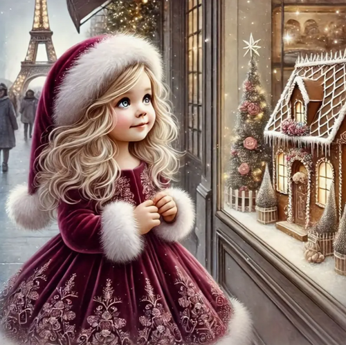 Diamond Painting - Meisje in Kerstjurkje
