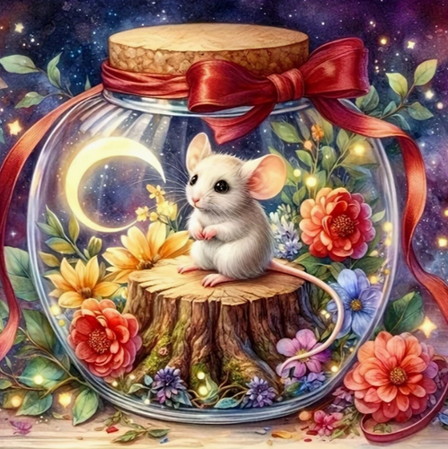 Diamond Painting - Muisje in Glazen Pot