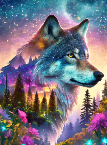 Diamond Painting - Natuur met Wolf