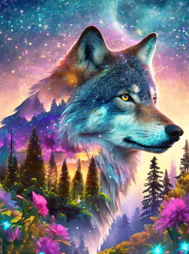Diamond Painting - Natuur met Wolf