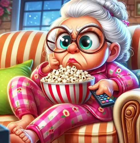 Diamond Painting - Oma met Popcorn