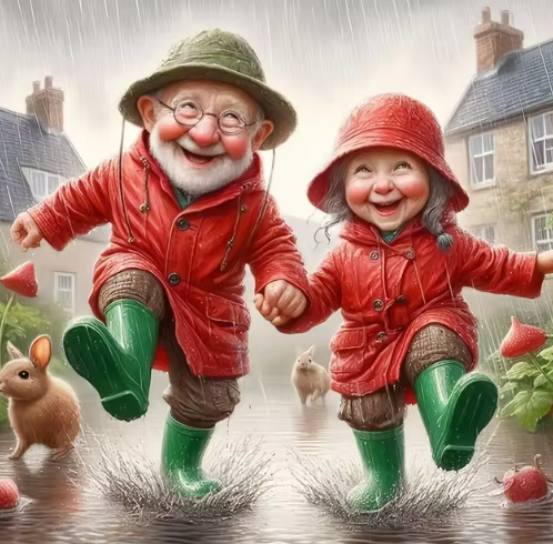 Diamond Painting - Opa en Oma in de Regen
