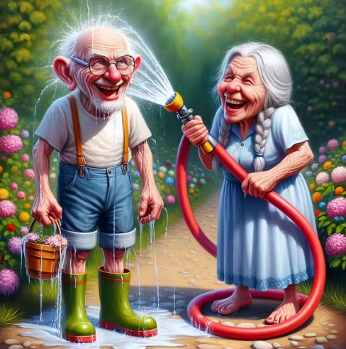 Diamond Painting - Opa en Oma in de Tuin