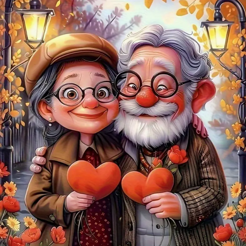 Diamond Painting - Opa en Oma met Harten