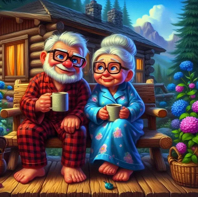 Diamond Painting - Opa en Oma op een Bankje