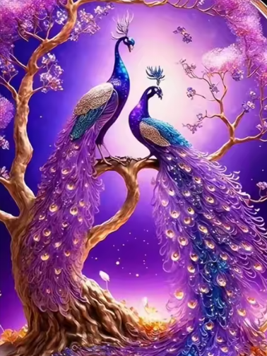 Diamond Painting - Paarse Pauwen