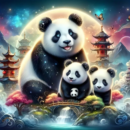 Diamond Painting - Panda Familie