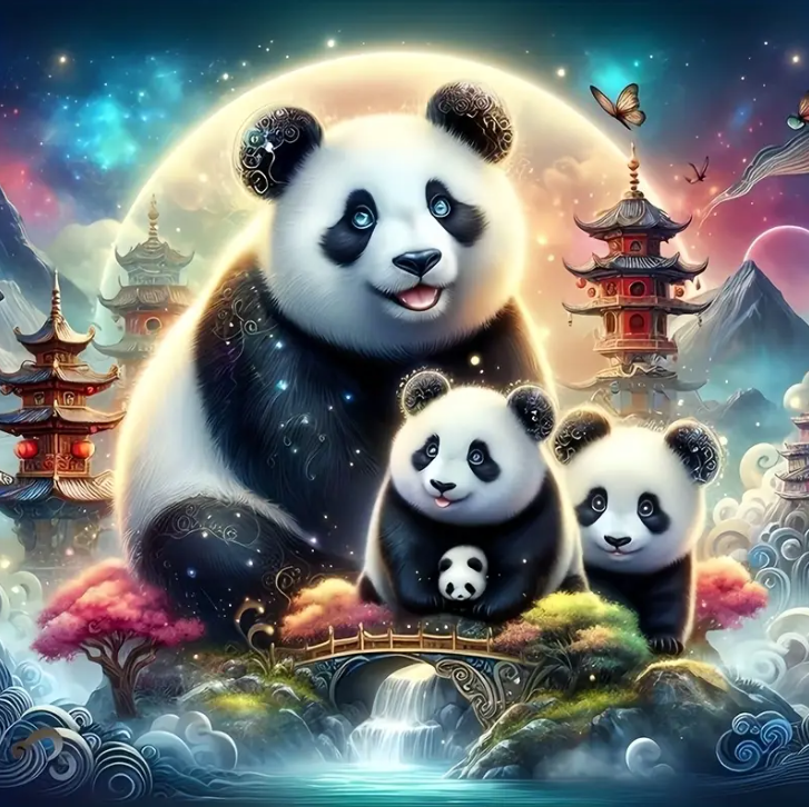 Diamond Painting - Panda Familie