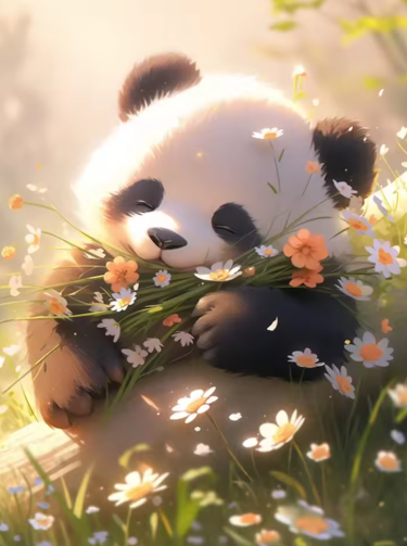 Diamond Painting - Panda in het Gras