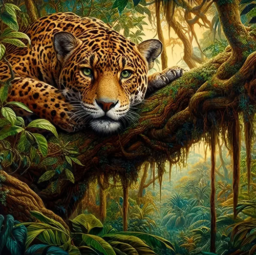 Diamond Painting - Panter in de Jungle