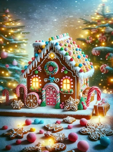 Diamond Painting - Peperkoekhuisje met Versiering
