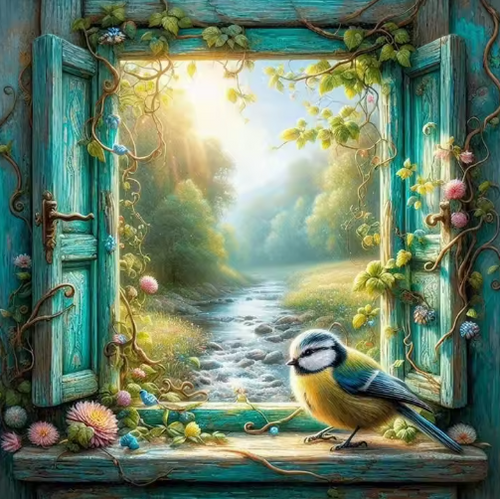 Diamond Painting - Pimpelmees in het Raam