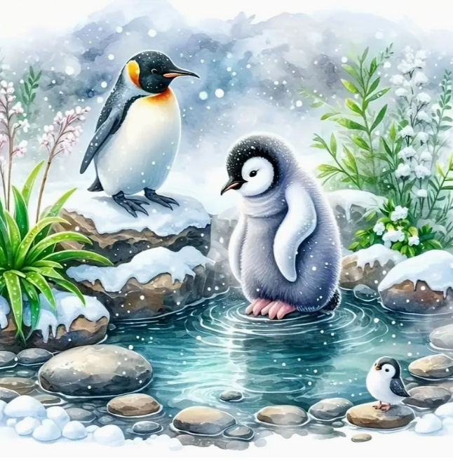 Diamond Painting - Pinguïns in de Sneeuw