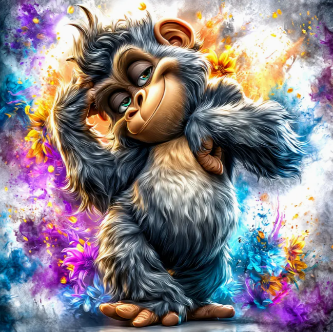 Diamond Painting - Poserende Aap