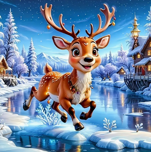 Diamond Painting - Rendier op Ijs