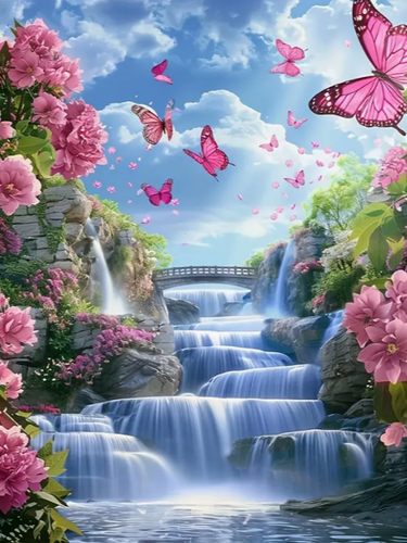 Diamond Painting - Rivier met Vlinders