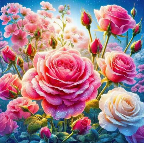 Diamond Painting - Rozen met Knoppen