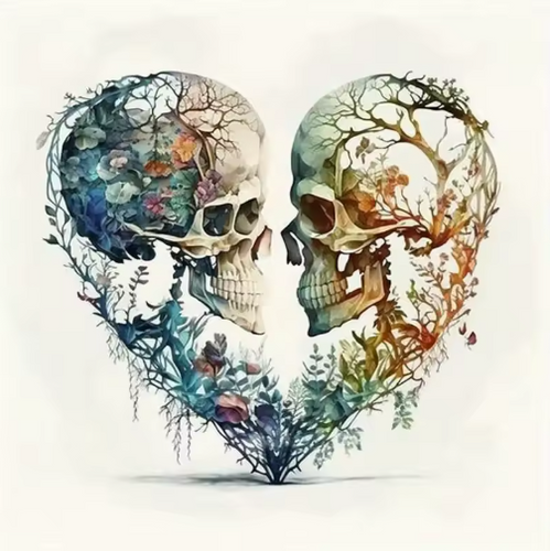 Diamond Painting - Skulls in Hart