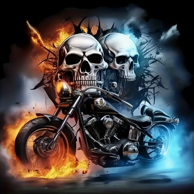 Diamond Painting - Skulls met Motor