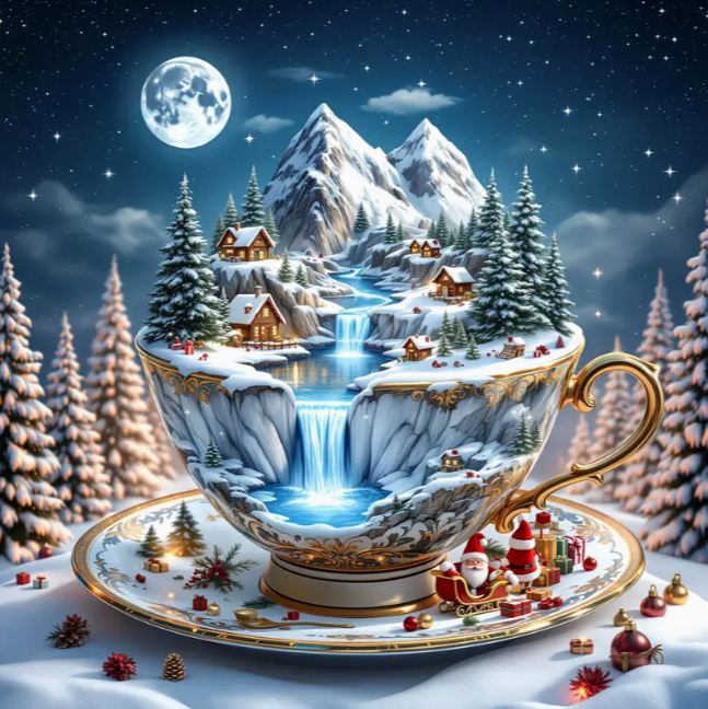 Diamond Painting - Sneeuwlandschap in een Kopje