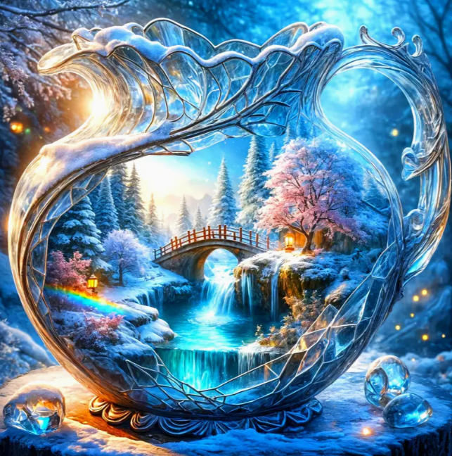 Diamond Painting - Sneeuwlandschap met Waterval