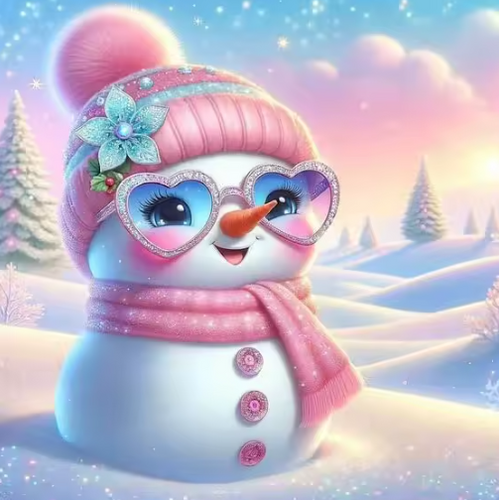 Diamond Painting - Sneeuwpop met Zonnebril