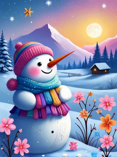 Diamond Painting - Sneeuwpop met de Maan