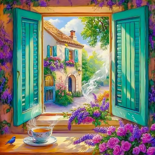 Diamond Painting - Thee bij het Raam