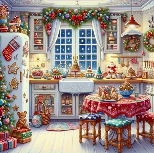 Diamond Painting - Versierde Kerst Keuken