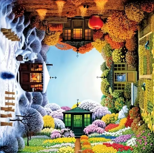 Diamond Painting - Vier Seizoenen Tuinhuis