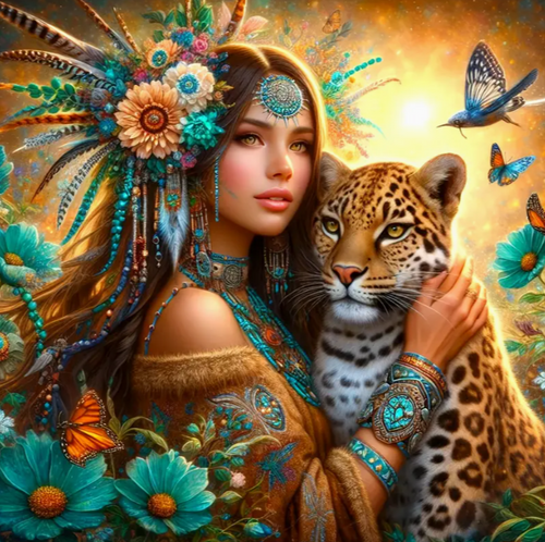 Diamond Painting - Vrouw met Panter