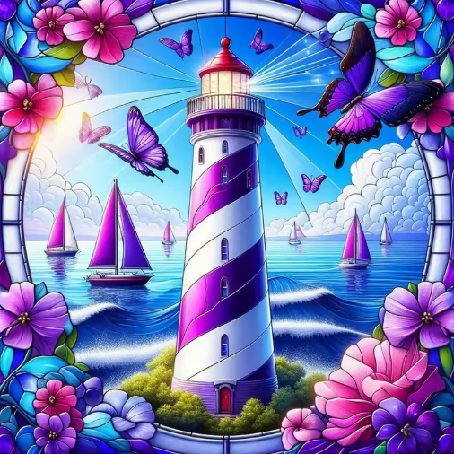 Diamond Painting - Vuurtoren met Zeilboten